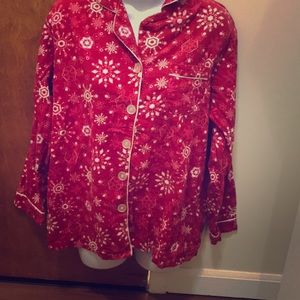 Festive button up pajama shirt